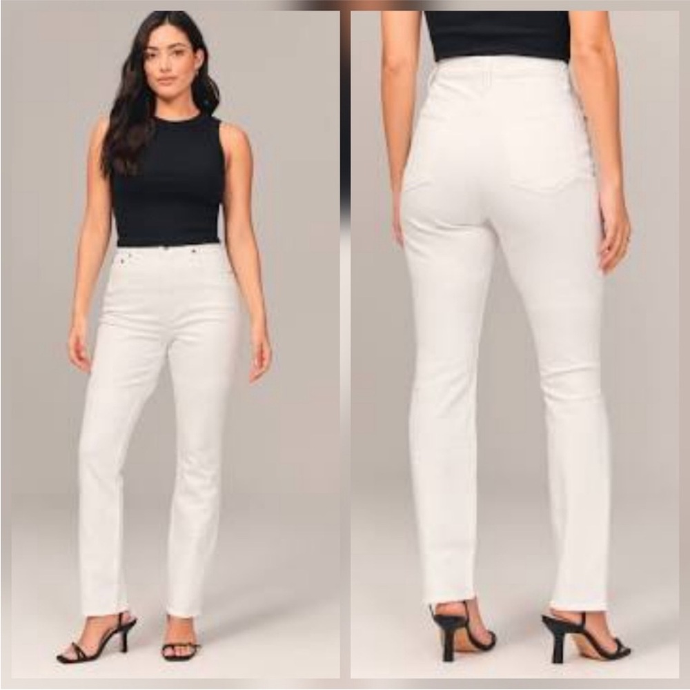 ABERCROMBIE & FITCH Ultra High Rise White The Slim Straight Jean 23 000 XS